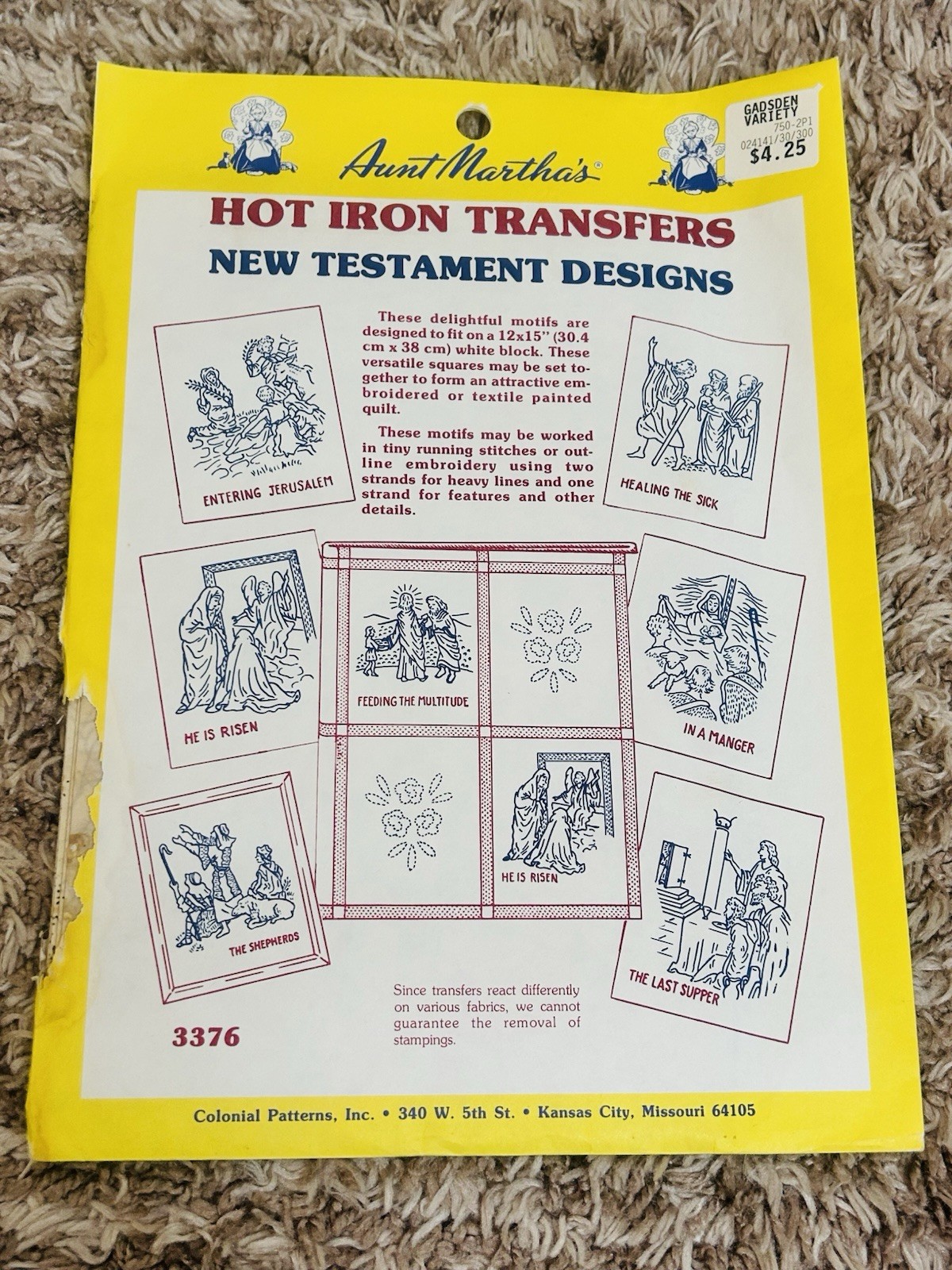 Vtg Aunt Martha\'s Hot Iron Transfers - Old Testament Designs 3376