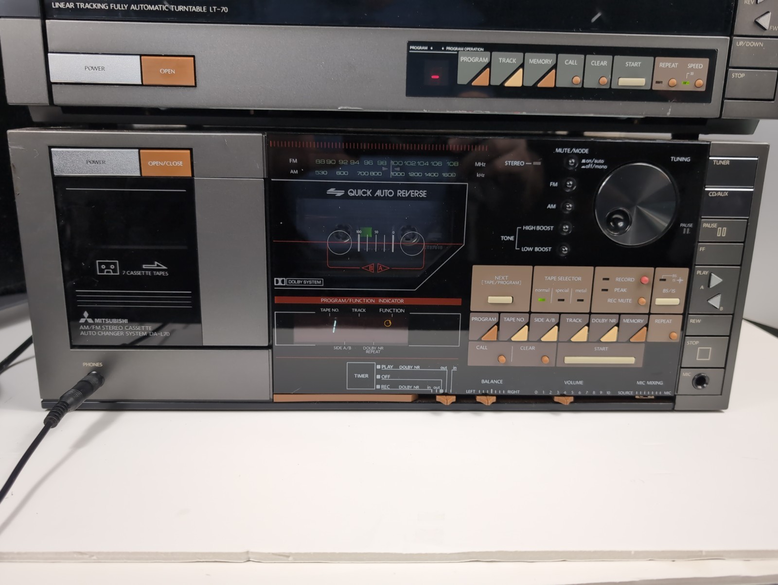 Vintage -Mitsubishi 7 Cassette Changer,  Receiver,  System  #DA-L70-Japan -WORKS