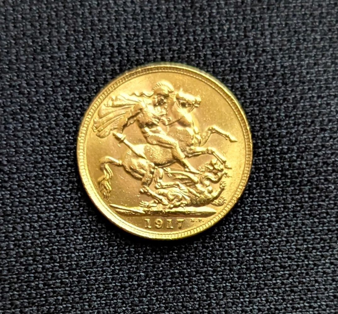 1917 Gold Sovereign British Coin  King George V  British sovereign coin .235 oz