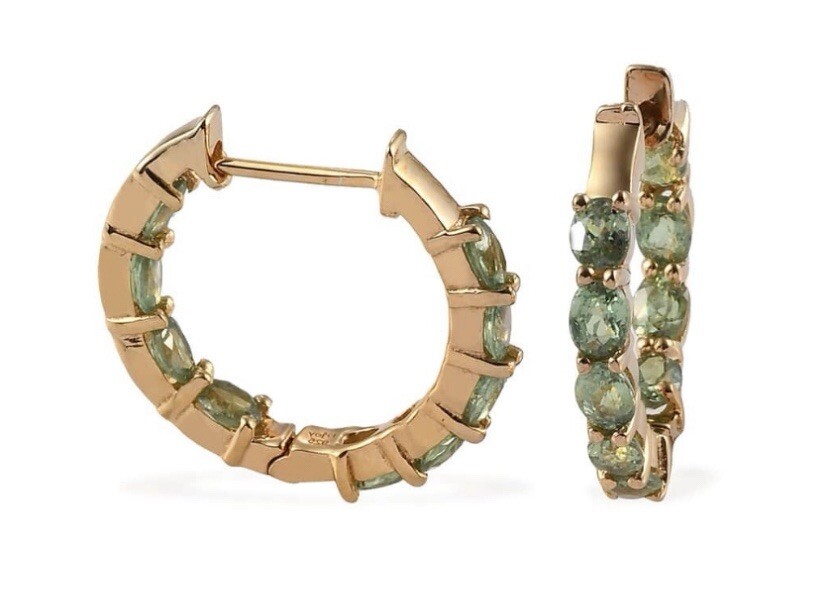 NWT-Ambanja Demantoid Garnet Inside Out Hoop Earrings-Vermeil Yellow Gold/SS