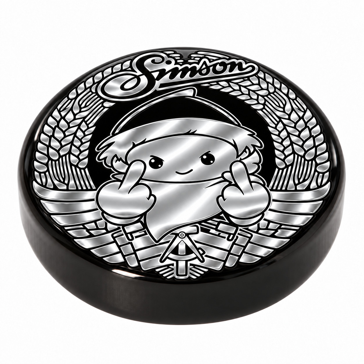 Fuel tank cap Simson Sandmann GDR-S50 S51 S70 Schwalbe KR51 black/chrome