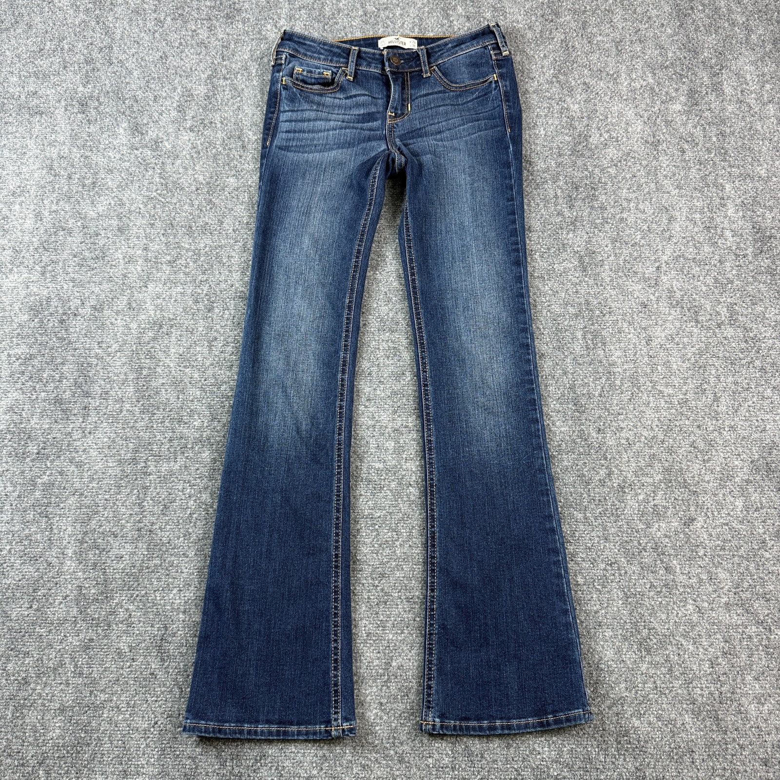 Hollister Womens Flare Jeans 0S 24x31 Low Rise Dark Wash Stretch Denim Y2K