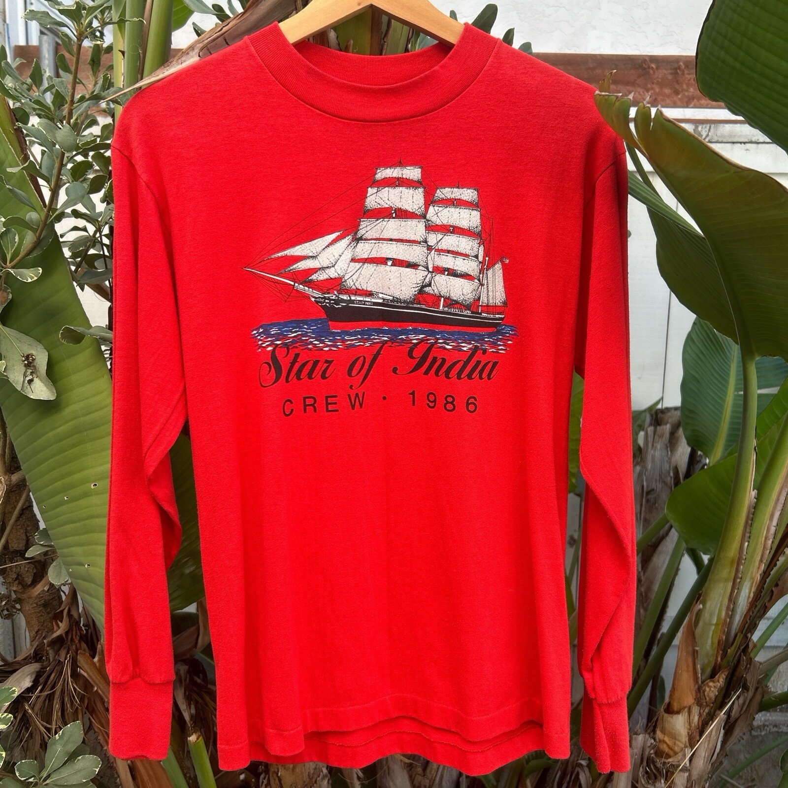 Vintage 1986 Star of India Crew Ship Long Sleeve T Shirt Hef-T USA Size M
