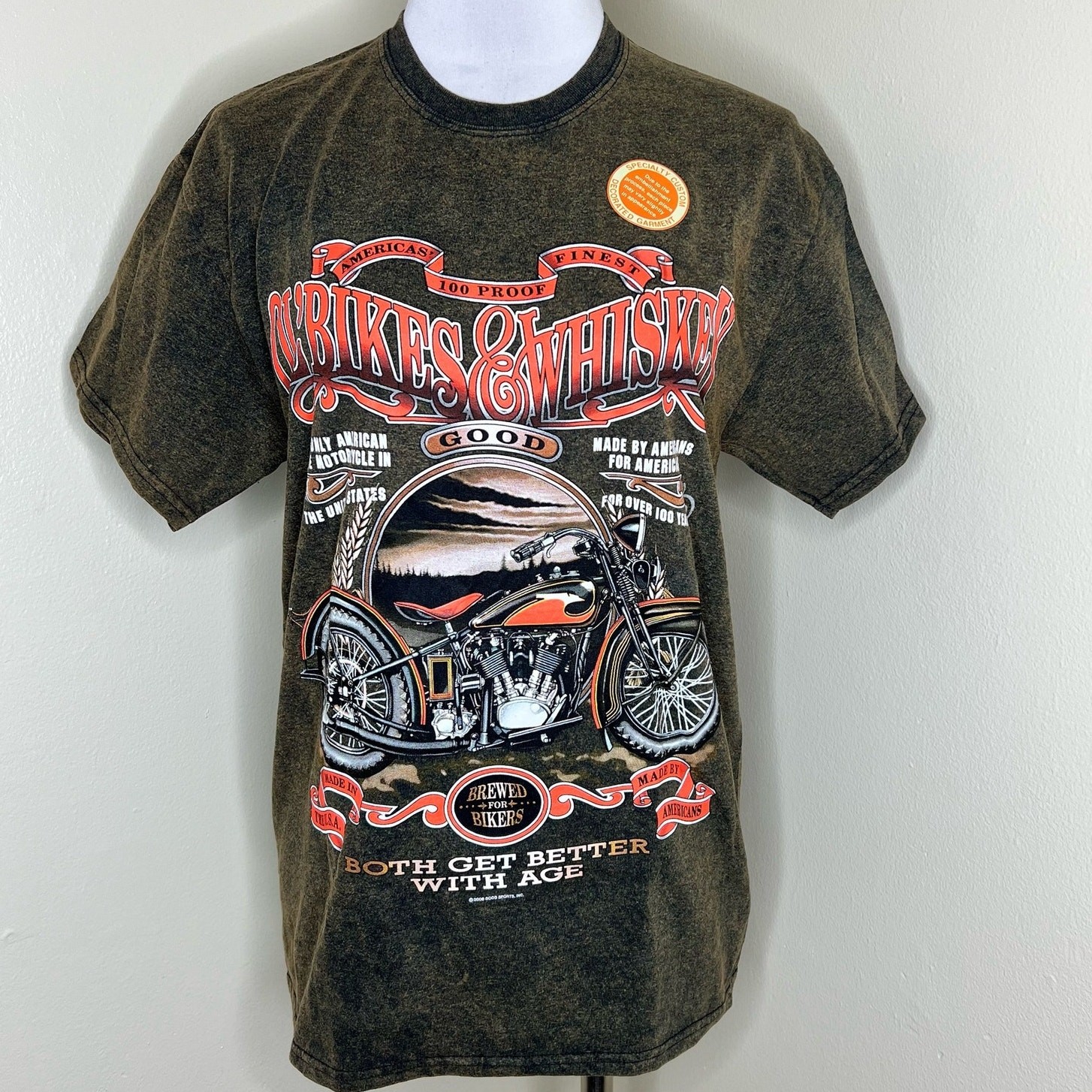 Hot Leathers Biker Tee Mens Medium Ol\' Bikes & Whiskey Graphic Motorcycle New