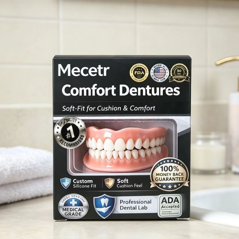 Full Set Upper Lower Denture Teeth Natural Fit Silicone False Teeth Comfort 