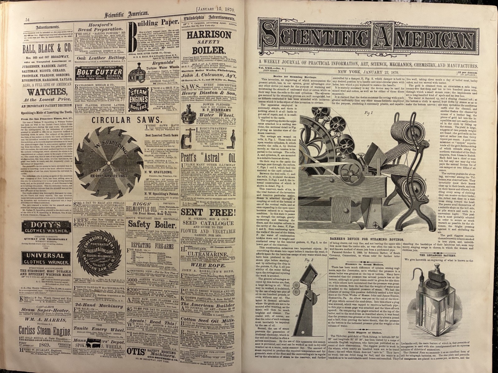 Scientific American magazine 1870 - January - June bound Scientific American magazine 1870 - January - June bound