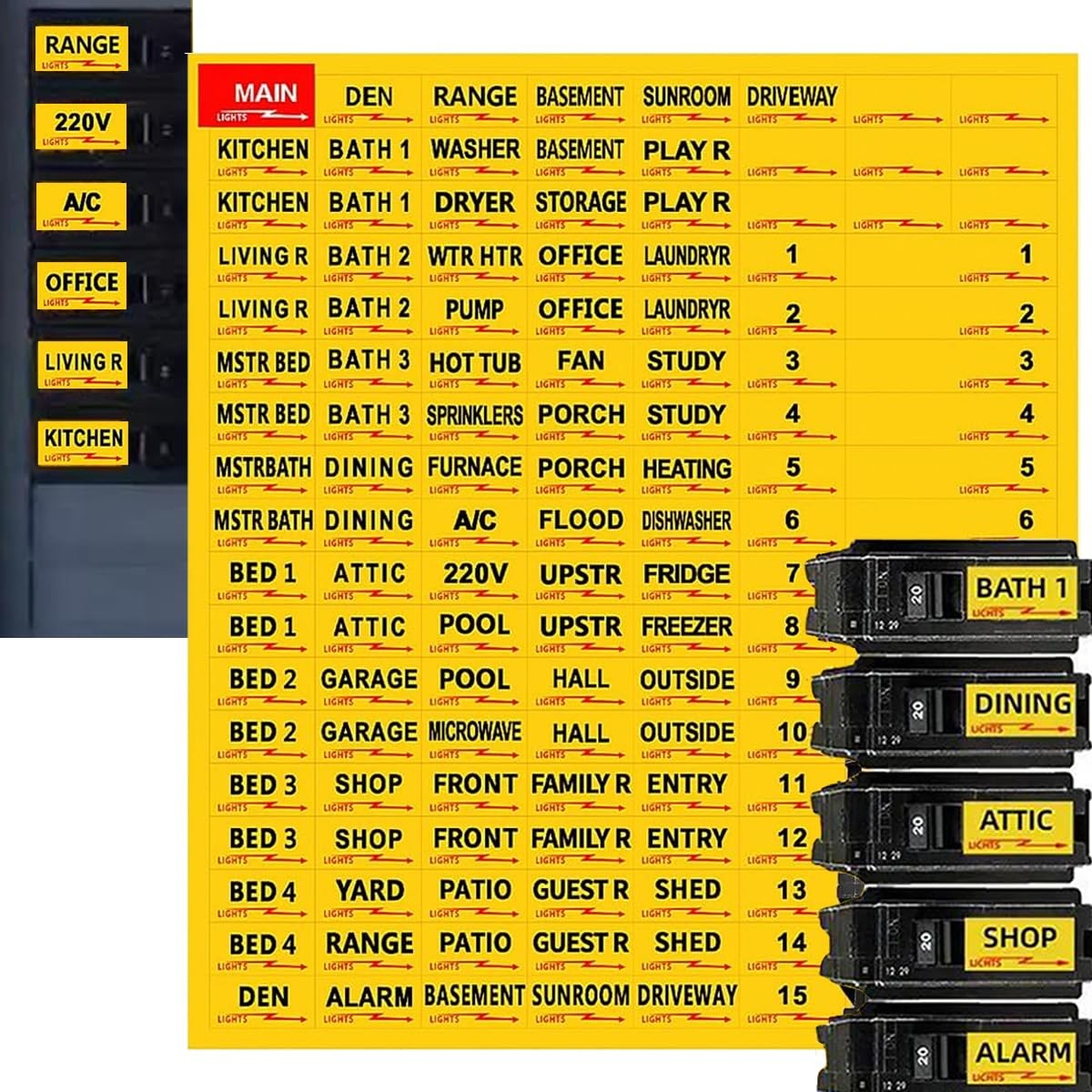 Easy Read and Install Circuit Breaker Labels, Breaker Box Label, Electrical P... Easy Read and Install Circuit Breaker Labels, Breaker Box Label, Electrical P...