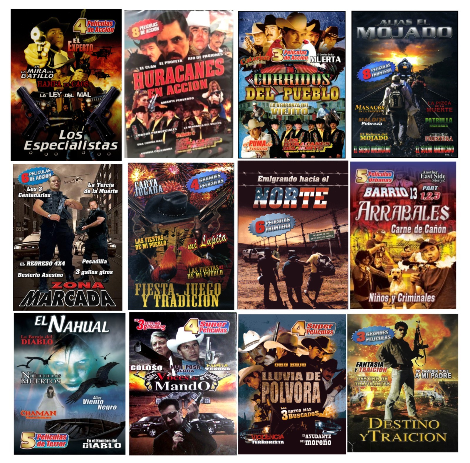 58 Different Spanish Movies on 12 DVD's * All New Factory Sealed * 58 PELICULAS