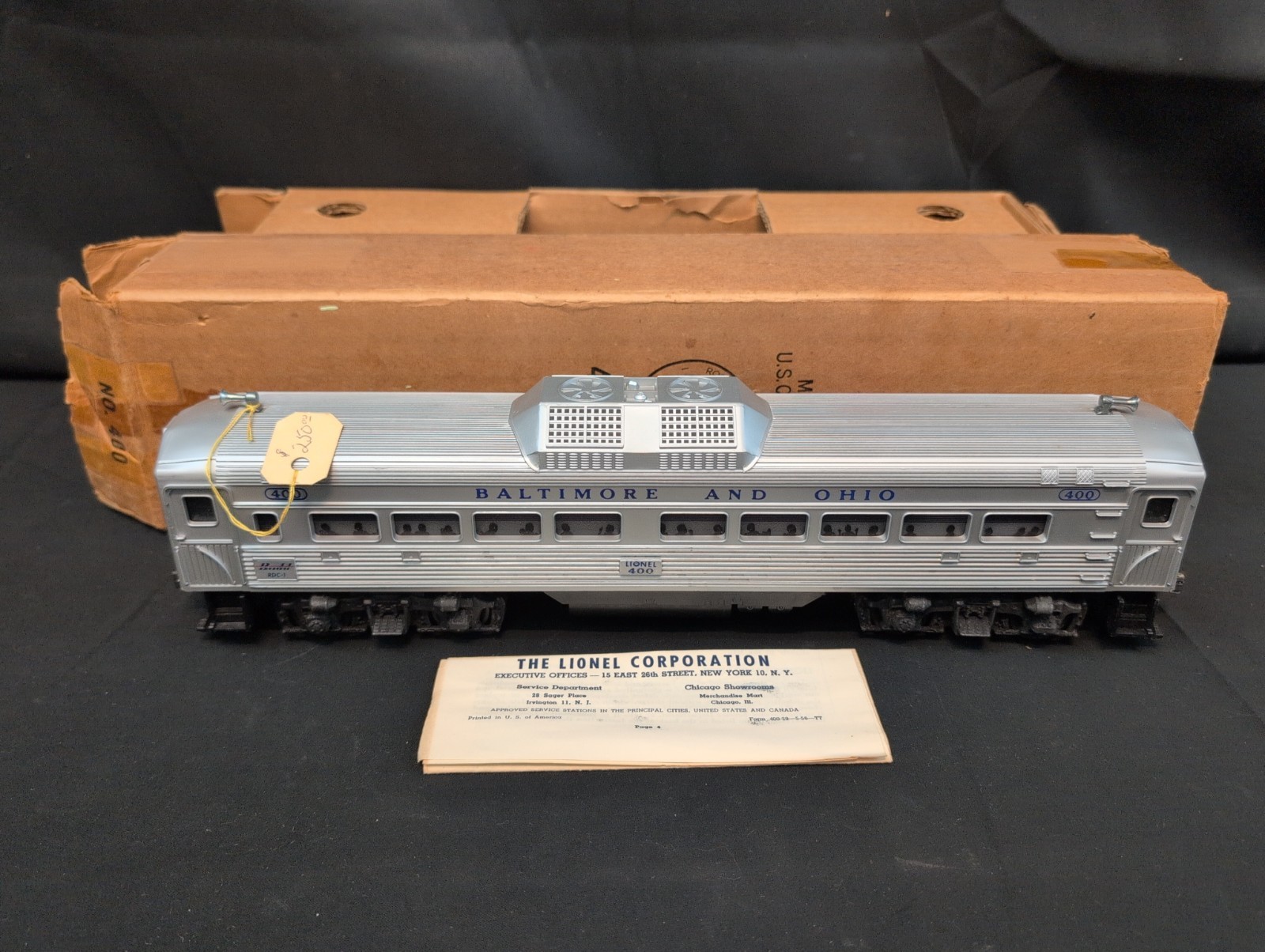 Lionel No. 400 Baltimore & Ohio With Box And Insert Lionel No. 400 Baltimore & Ohio With Box And Insert