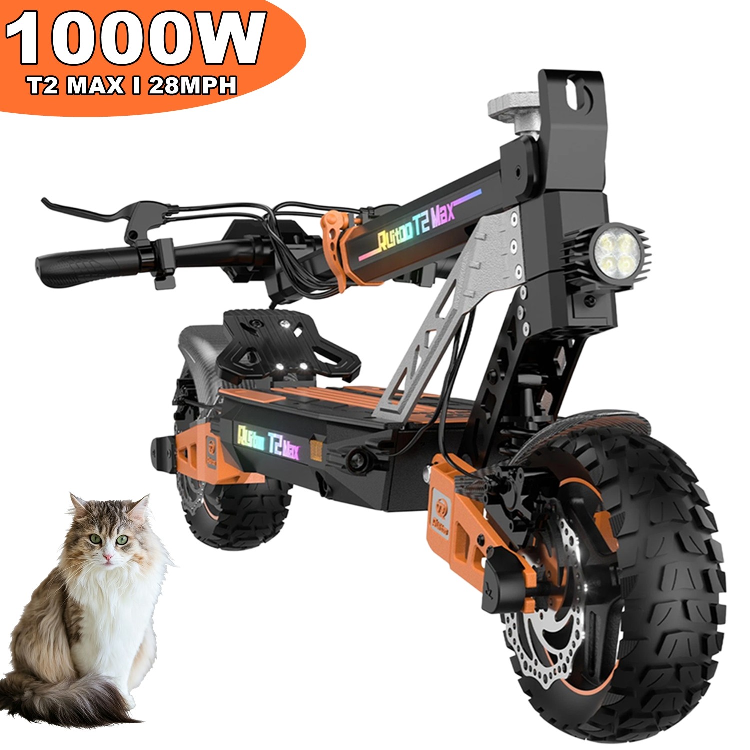 Off-road Electric Scooter for Adult 1000W 28MPH 38Miles 48V 15.6AH Fast Escooter