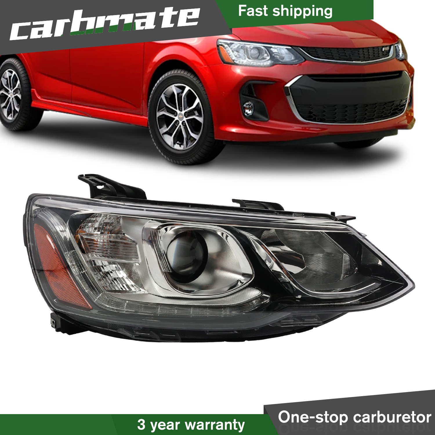 For 2017-2020 Chevrolet Sonic Halogen Projector Headlight W/Bulb Passenger Right
