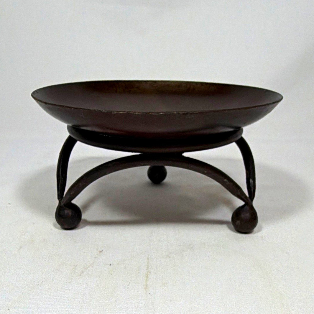 Unique Vintage Rustic Iron Candle Tray on Tripod Legs 6 3/4 Unique Vintage Rustic Iron Candle Tray on Tripod Legs 6 3/4