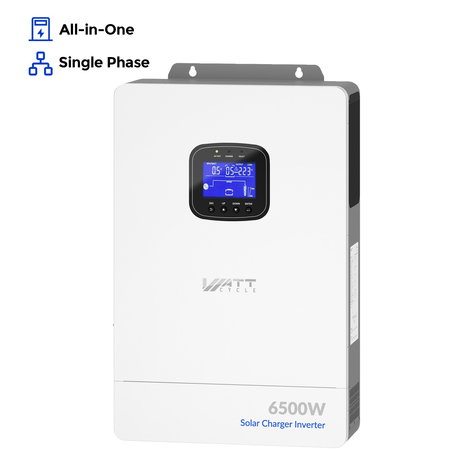 WattCycle 6500W 48V All-in-One Solar Hybrid Inverter Dual MPPT UPS 10ms Off-Grid