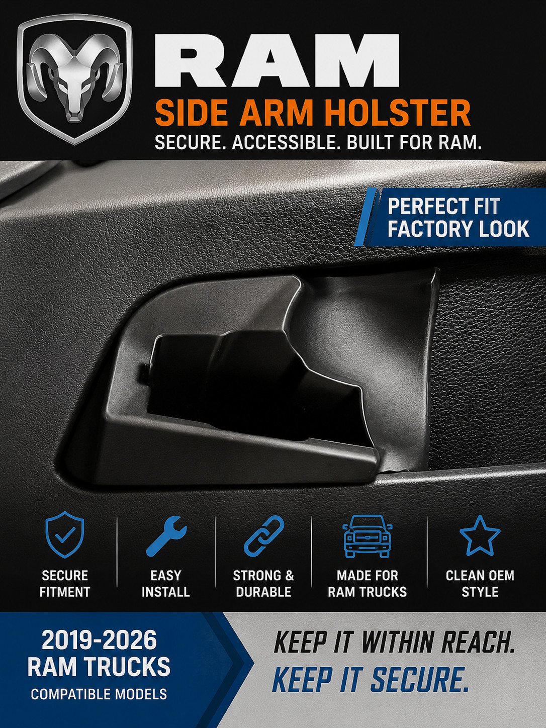 2019 - 2026 RAM Truck Side Arm Holster