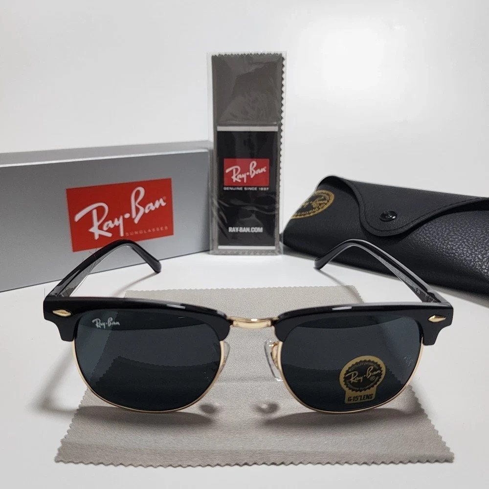 US Ray-Ban RB3016 Sunglasses Clubmaster Classic Black Frame Glass Gray Lens 51mm