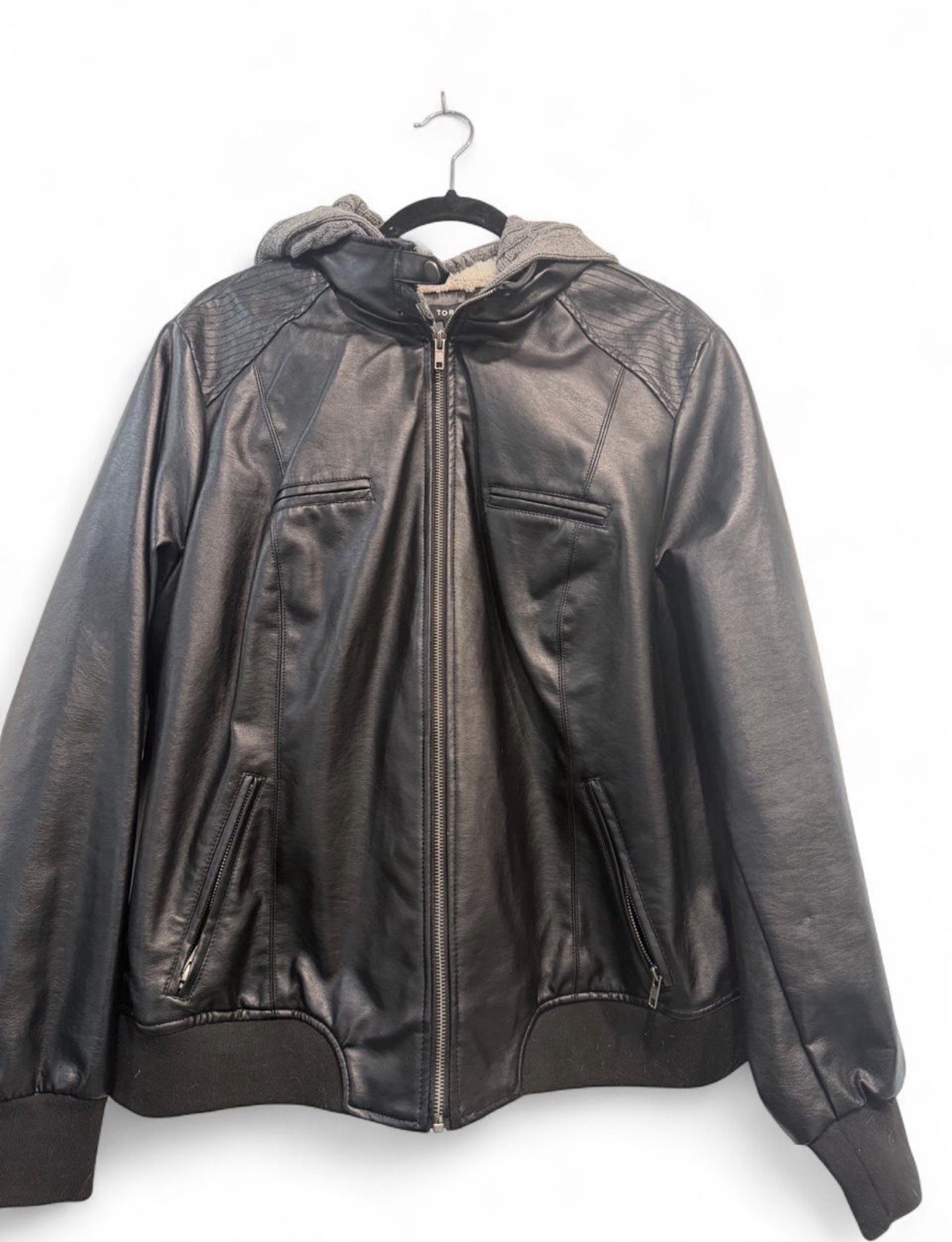 NWOT TORRID Black Mixed Media Hooded Moto Jacket NWOT TORRID Black Mixed Media Hooded Moto Jacket