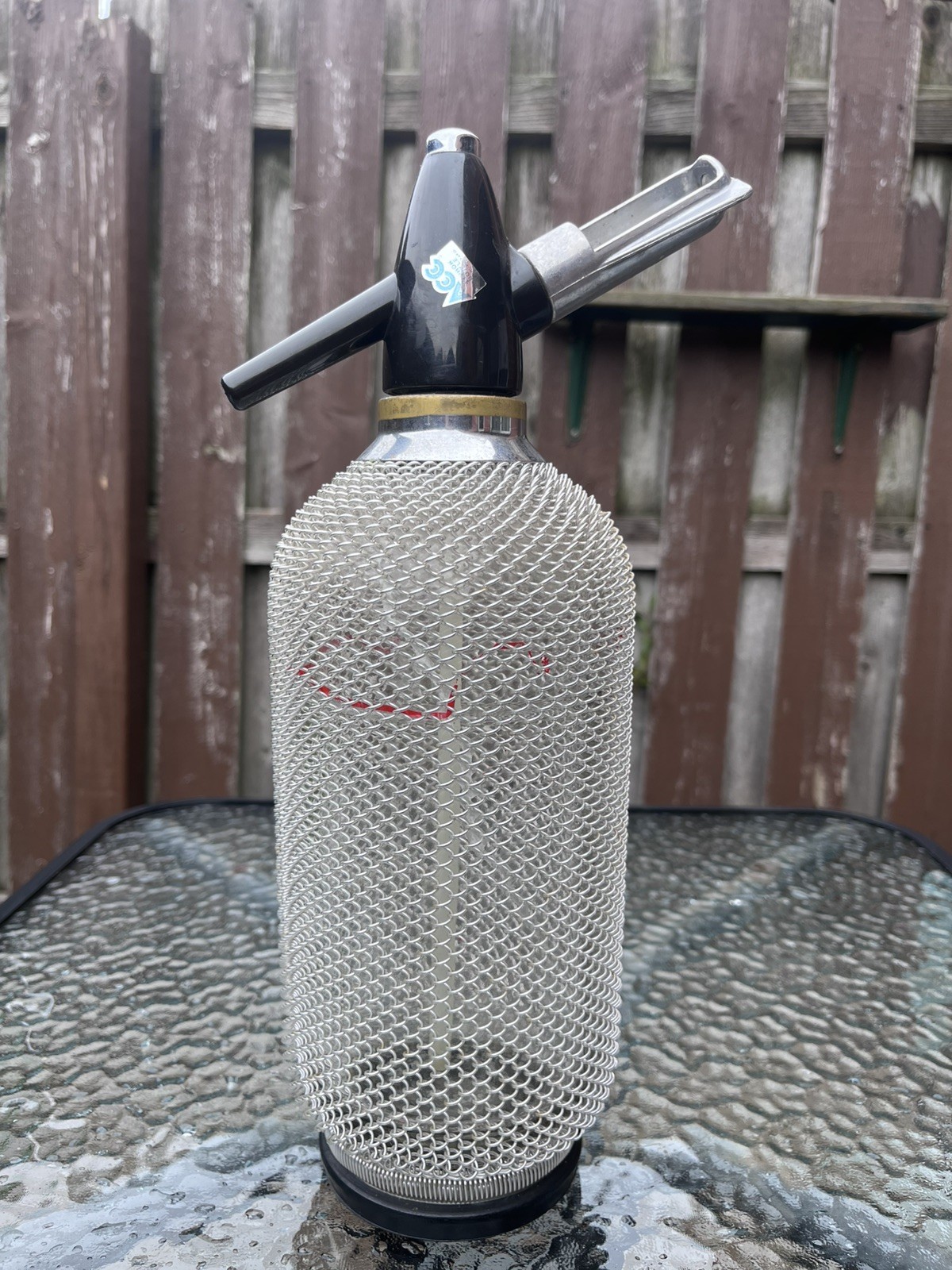 VTG Seltzer Bottle Mid Century Modern MCM Art Deco ACC Soda Syphon Wire Mesh 14” VTG Seltzer Bottle Mid Century Modern MCM Art Deco ACC Soda Syphon Wire Mesh 14”