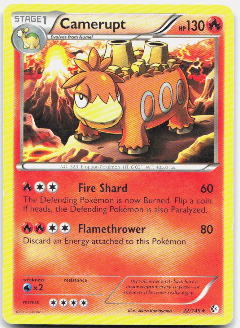 CAMERUPT 22/149 RARE Boundaries Crossed Pokemon HP CAMERUPT 22/149 RARE Boundaries Crossed Pokemon HP