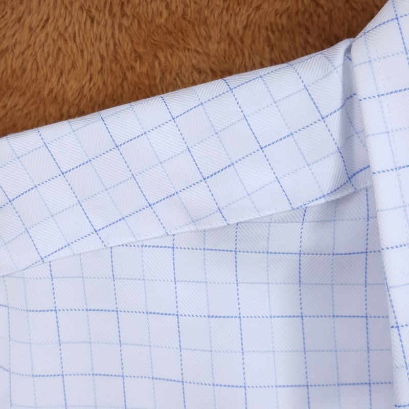 DAVID DONAHUE Shirt Mens Size 15 32 33 White Grid Check Button Up TRIM $155