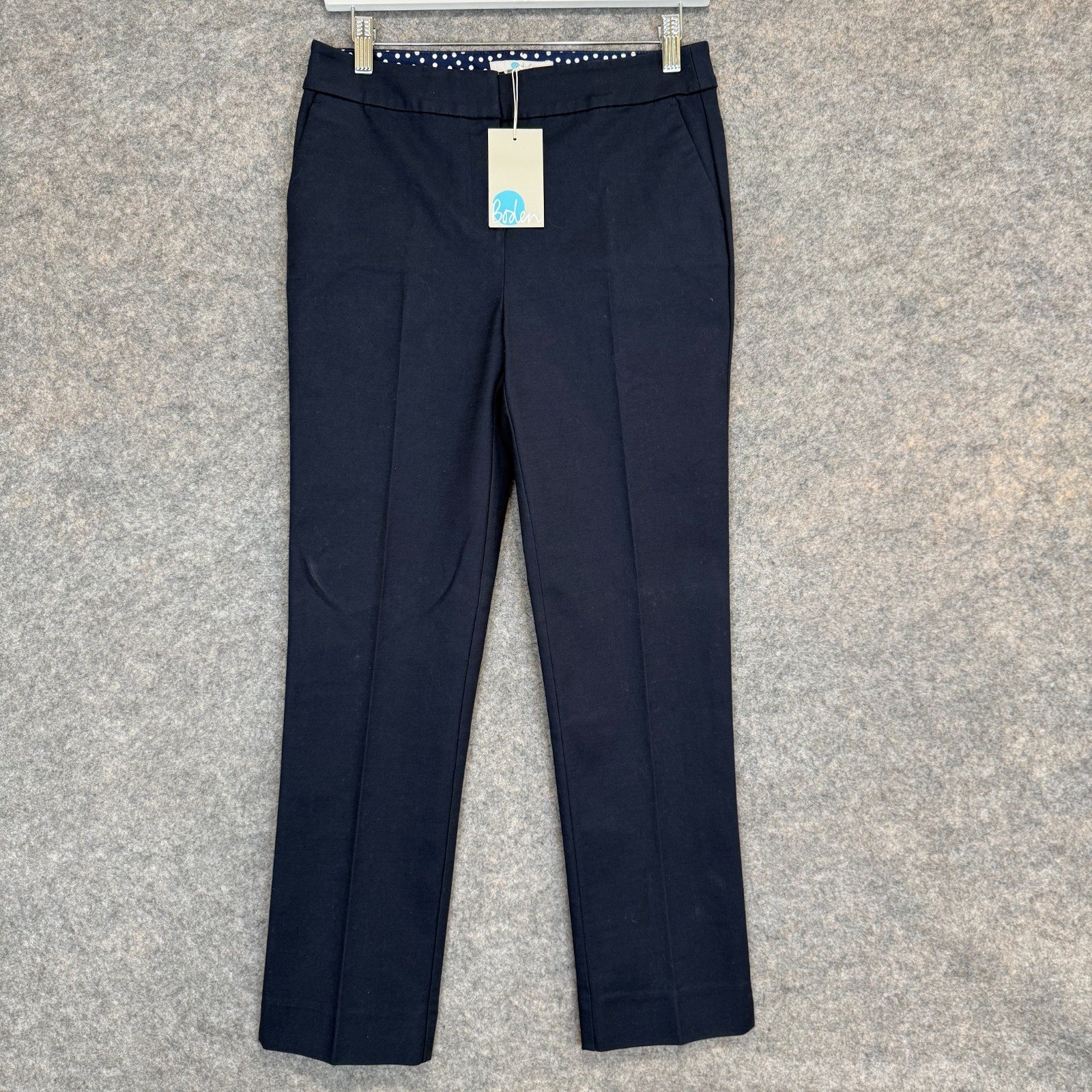 Boden Navy Blue Trouser Pants Womens US 6 Straight Polka Dot Lining Waistband Boden Navy Blue Trouser Pants Womens US 6 Straight Polka Dot Lining Waistband