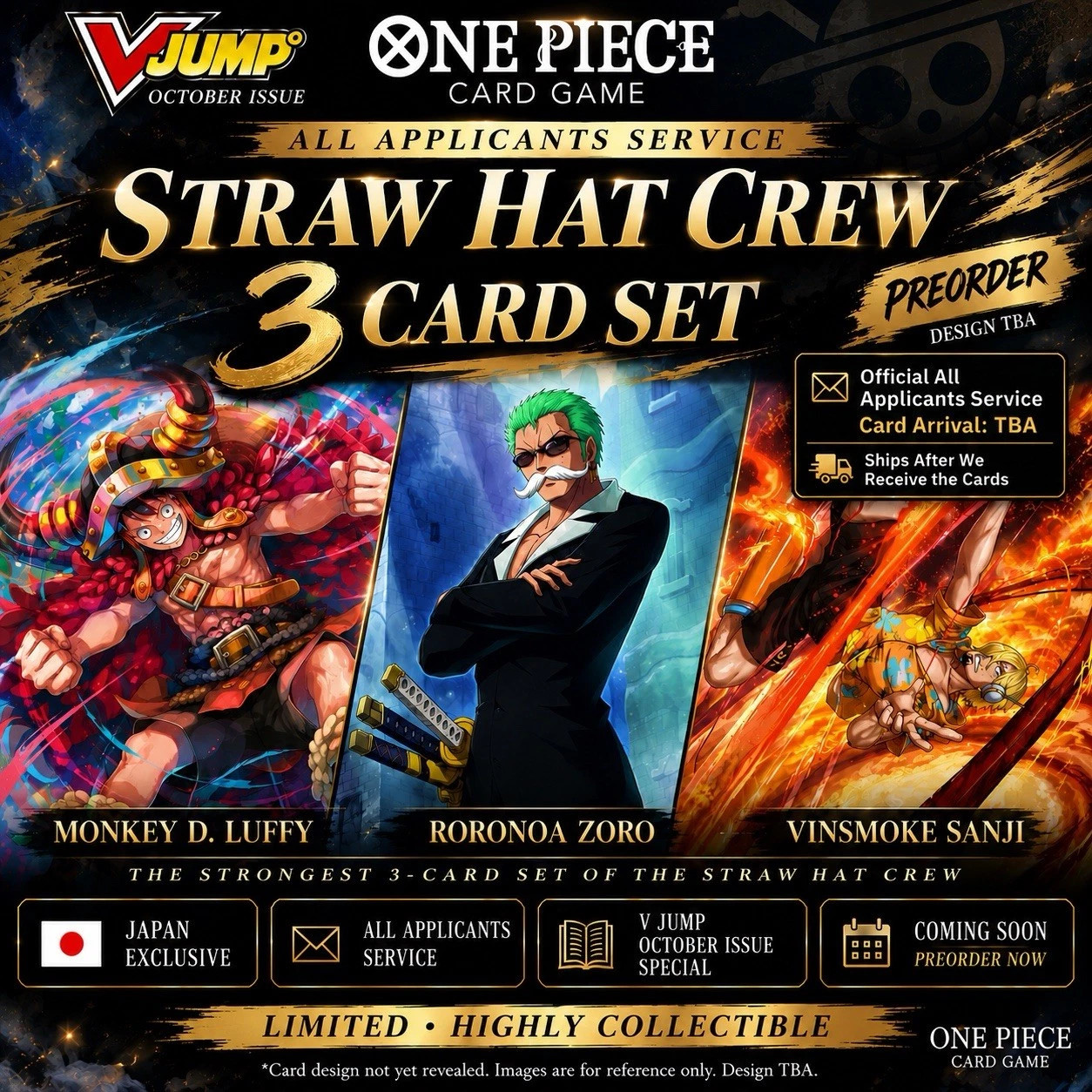 Presale ONE PIECE Card Game New Art promo 3 Card Set V Jump Japan Exclusive