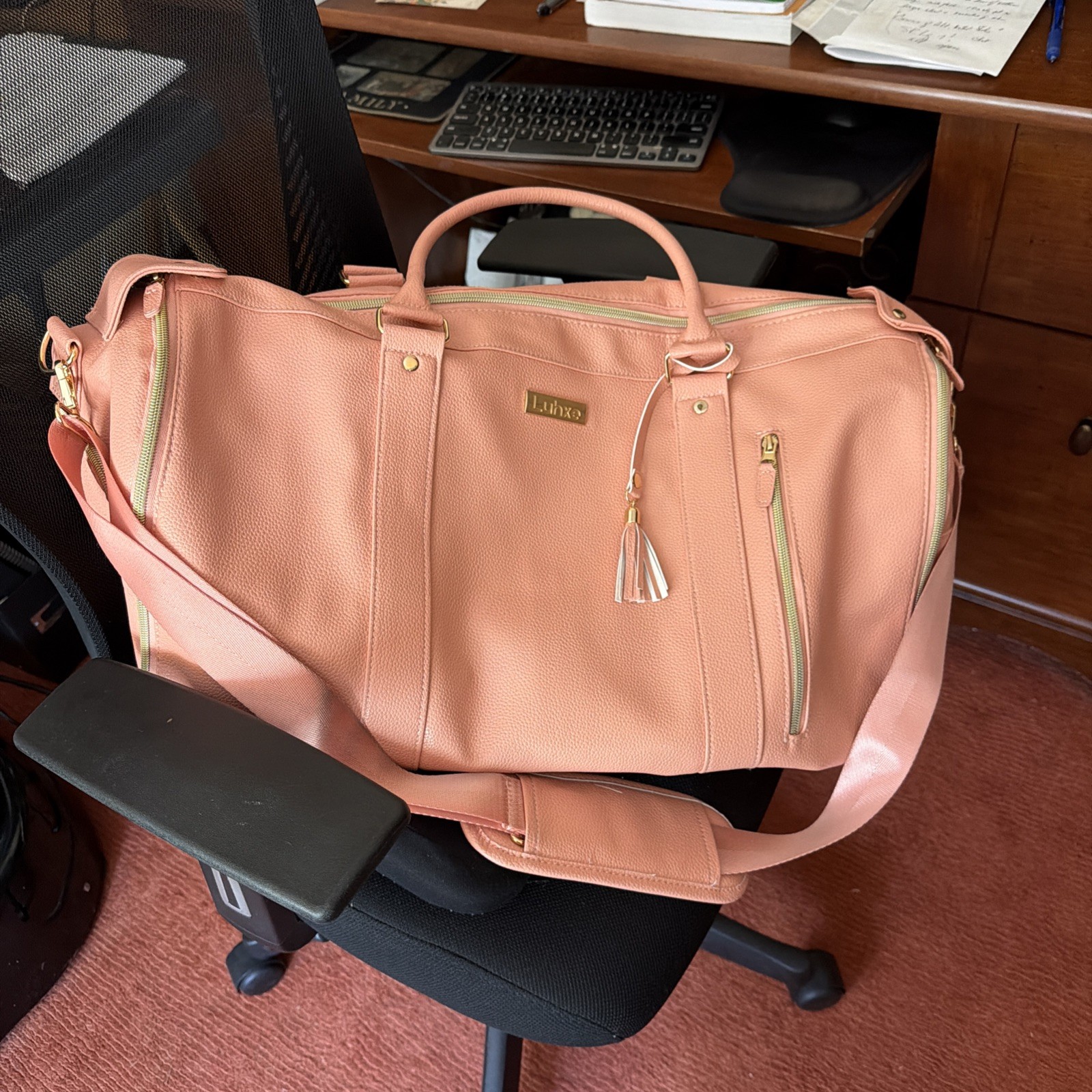Luhxe Travel Convertible Carry On Garment Bag Rose Pink featuring
