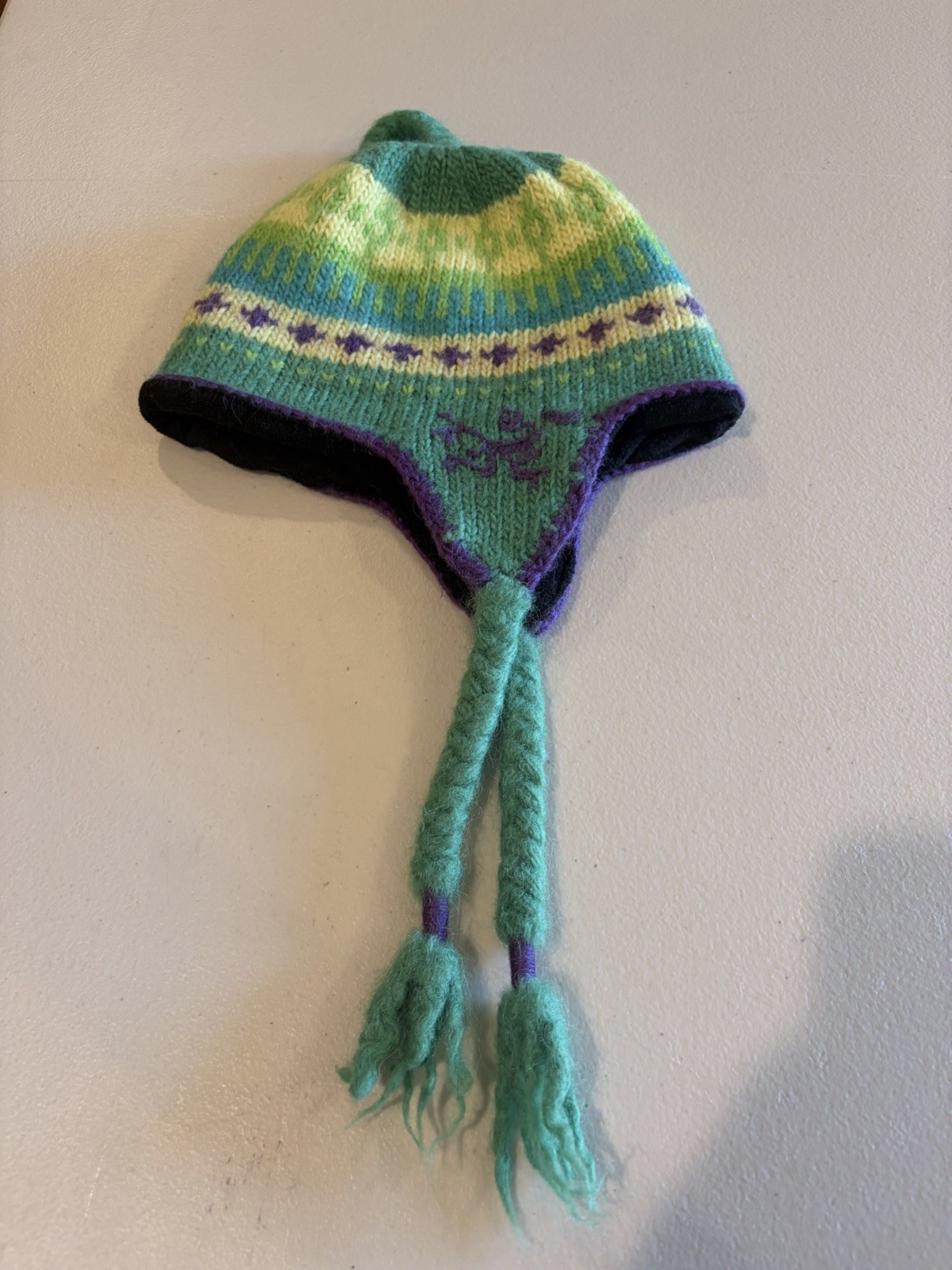 Unisex ARC\'TERYX Contrail Toque Multicolor Wool Knit Beanie Hat Fleece Lined 