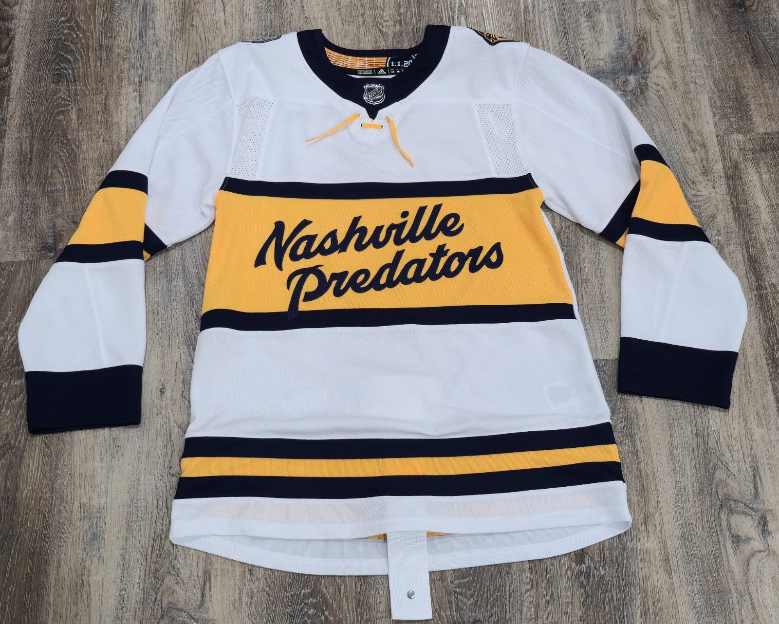 Adidas Nashville Predators Winter Classic Dallas 2020 Jersey Size 46 Fight Strap