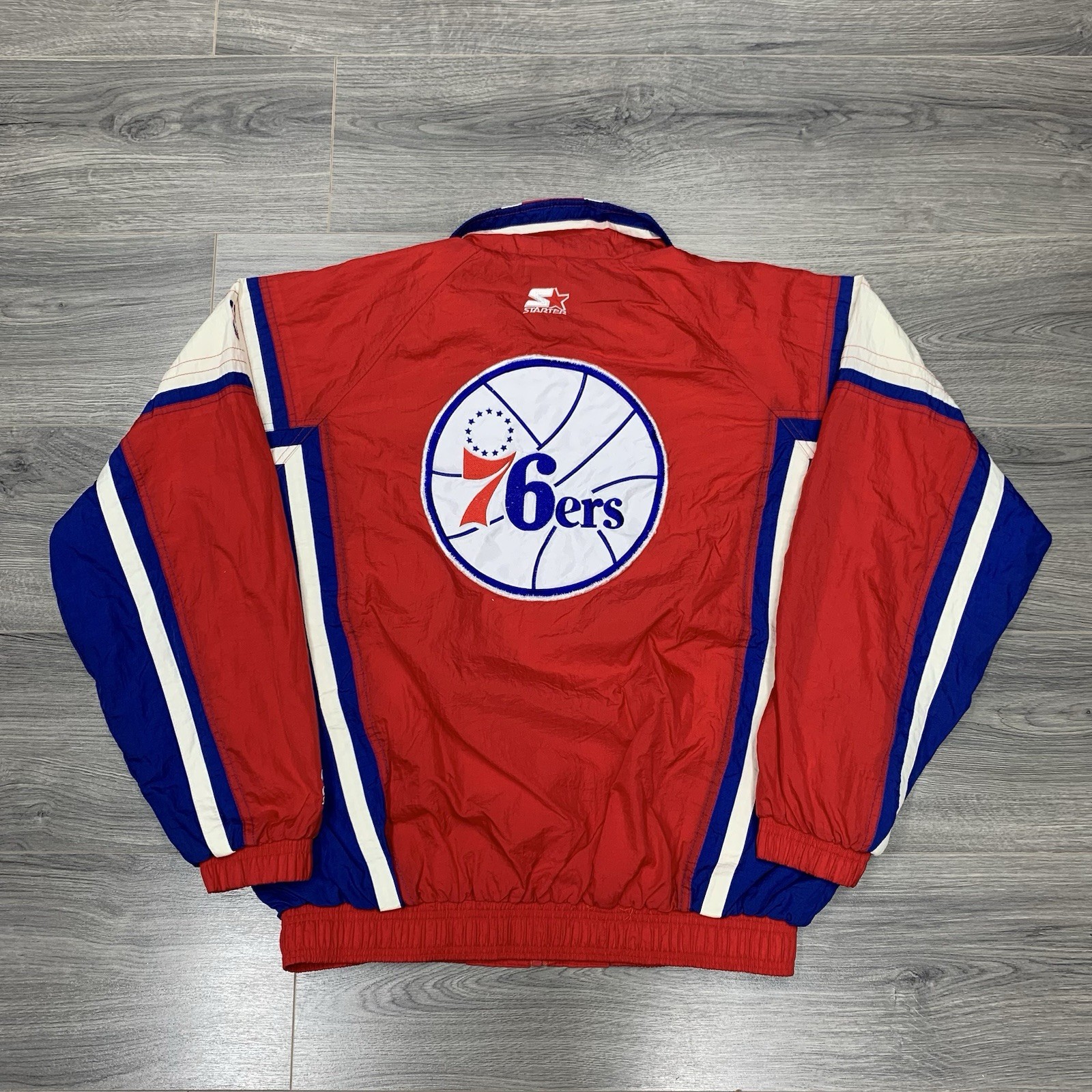 Vintage 1990S Starter Philadelphia 76Ers Windbreaker Jacket Large Men’s Red NBA