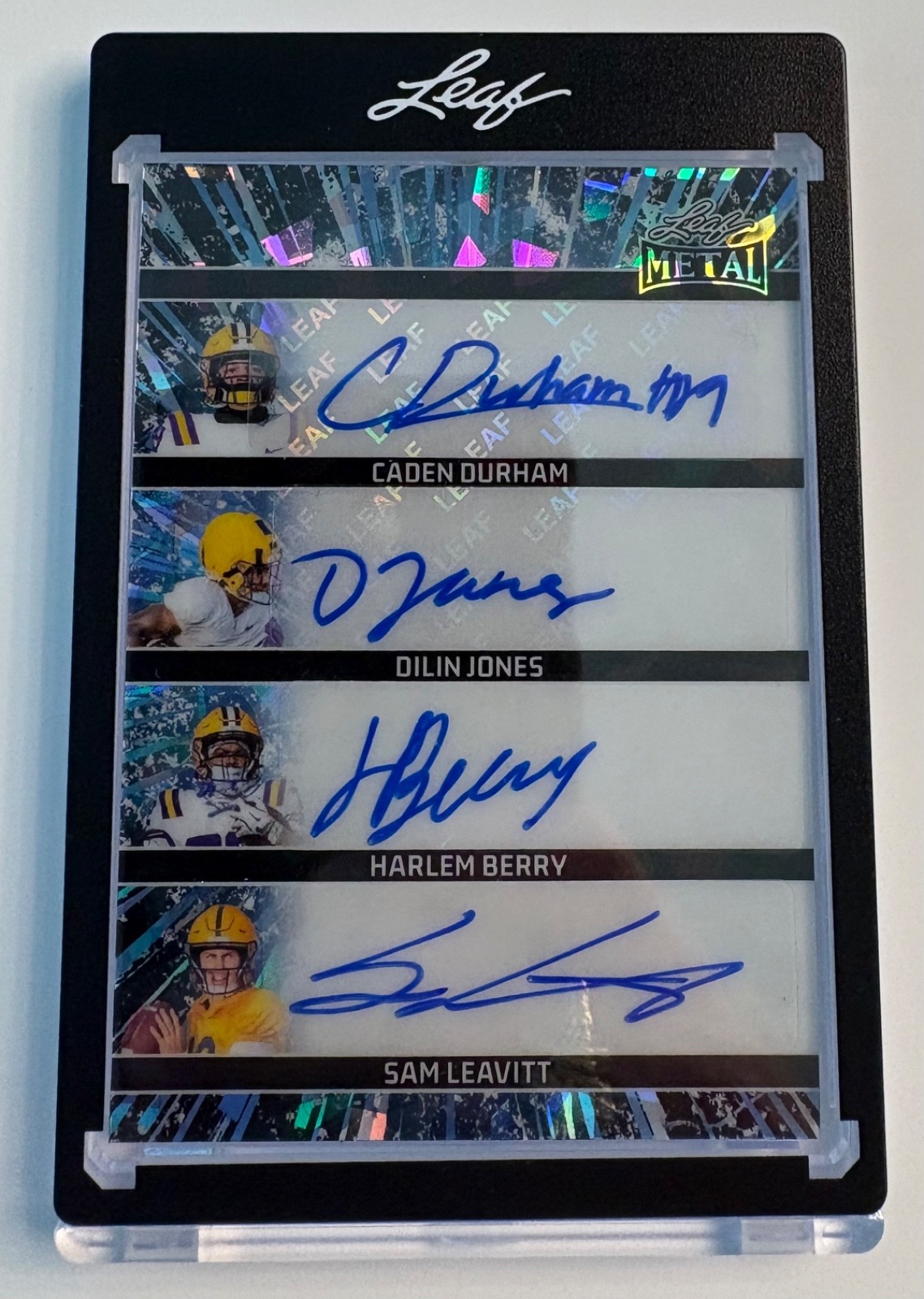 Sam Leavitt Dilin Jones Harlem Berry Caden Durham 2026 Leaf Auto /7 LSU Tigers