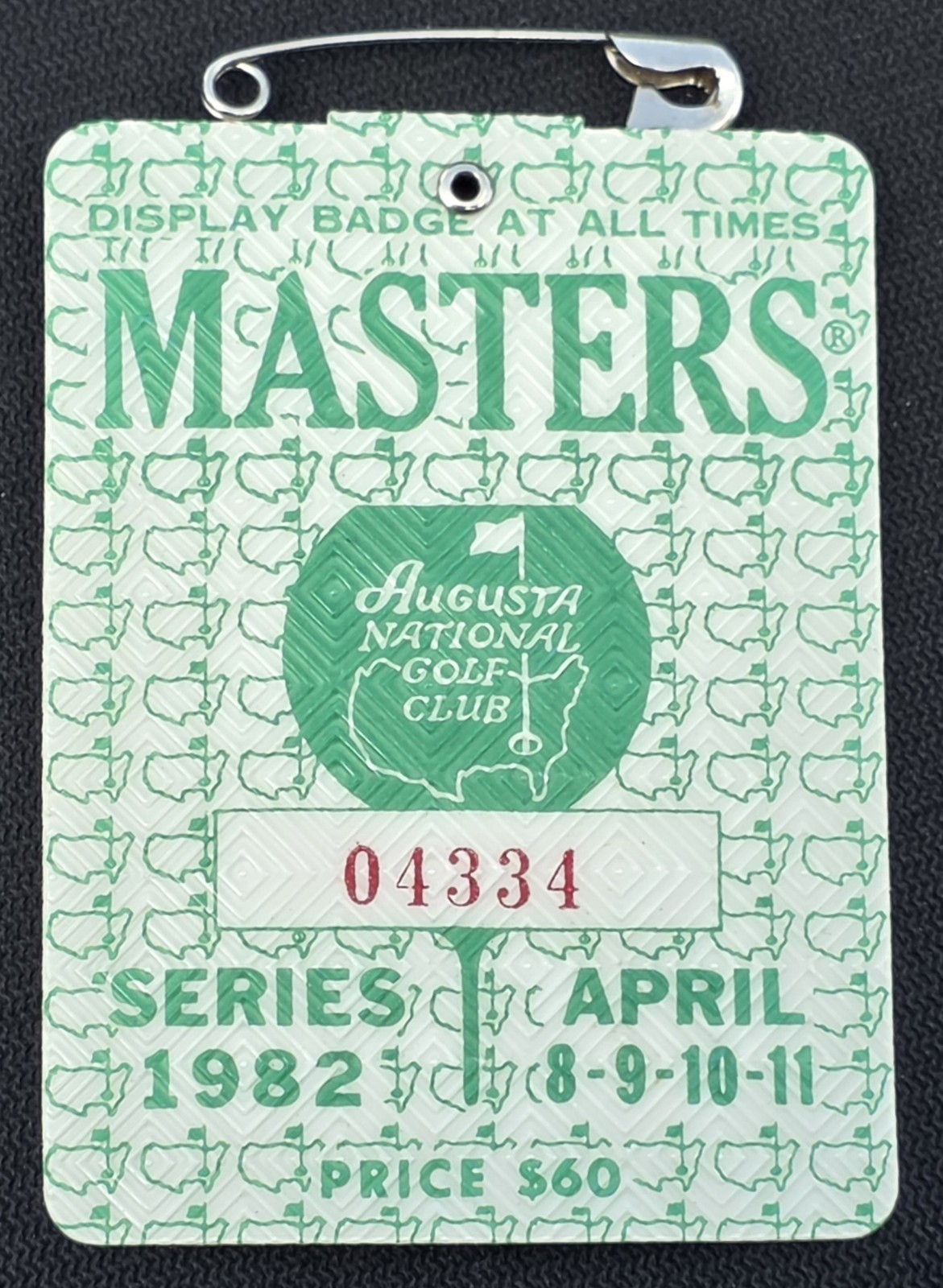 LNIP Rare 1982 Masters Tournament Augusta Badge Craig Stadler Wins Lowest BIN
