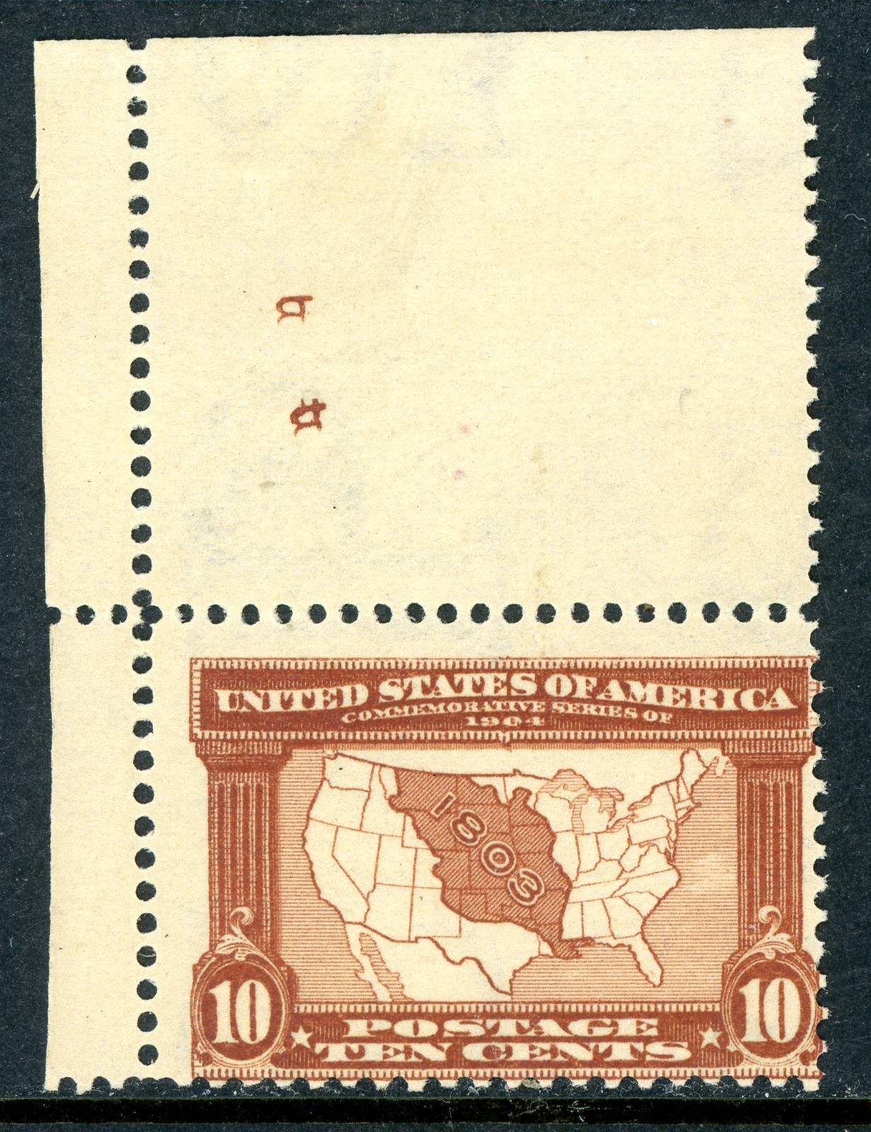 USA 1904 Louisiana Purchase 10¢ Red Brown Marginal Scott 327 Mint C740 USA 1904 Louisiana Purchase 10¢ Red Brown Marginal Scott 327 Mint C740