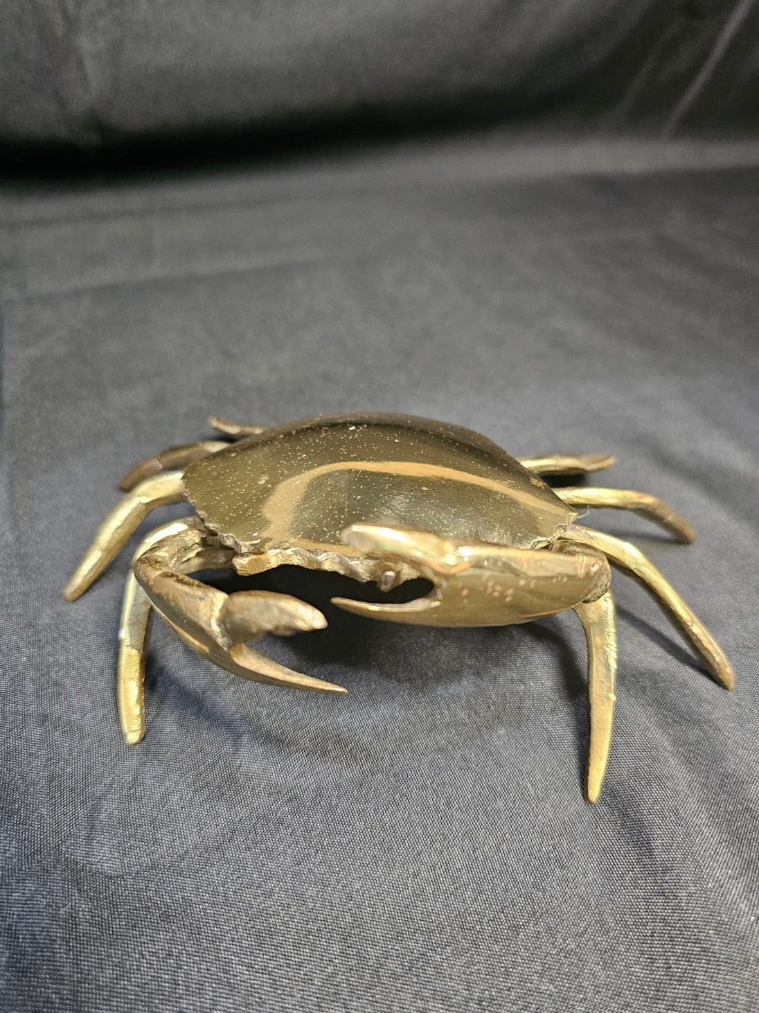 Solid Brass Hindged Lidded Crab with Seperate Removable Brass Ashtray Insert