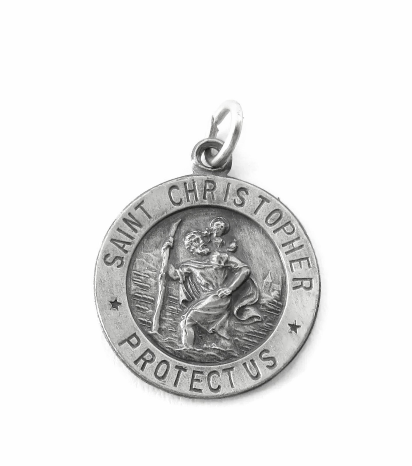 Sterling Silver 0.925 Saint St Christopher Medal Necklace Pendant Charm 