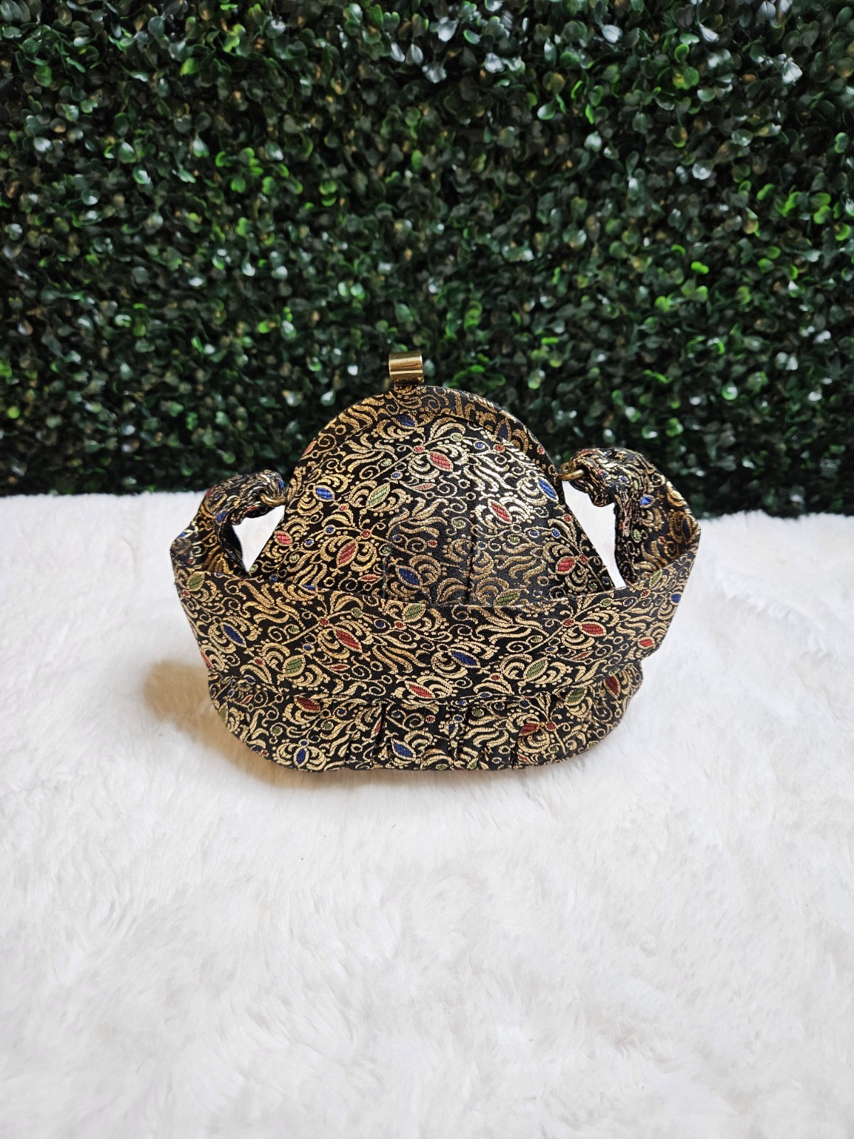Vintage SIMPRO 1950s–60s Metallic Brocade Evening Bag Coin Purse & Mirror