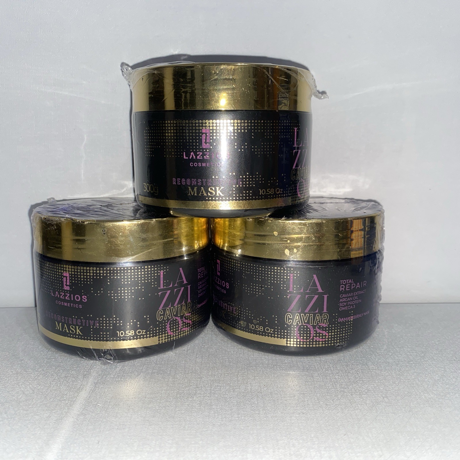 Lot Of 3-Lazzios Reconstruction Hair Mask Caviar Repair 300g