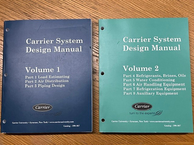 Carrier System Design Manual 1972 Vol 1 & 2 Parts 1-8 HVAC Engineering Like New