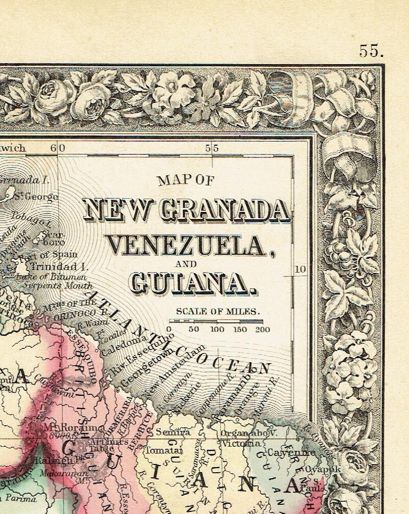 1860 Antique Map of New Granada Venezuela Guiana 12\