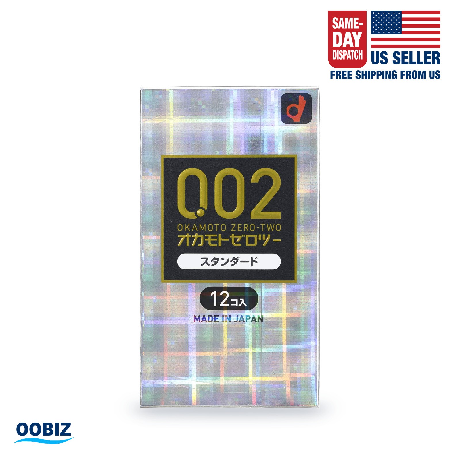 Okamoto 002 Regular Size 0.02mm Non-Latex Polyurethane Condoms 12pcs Japan US