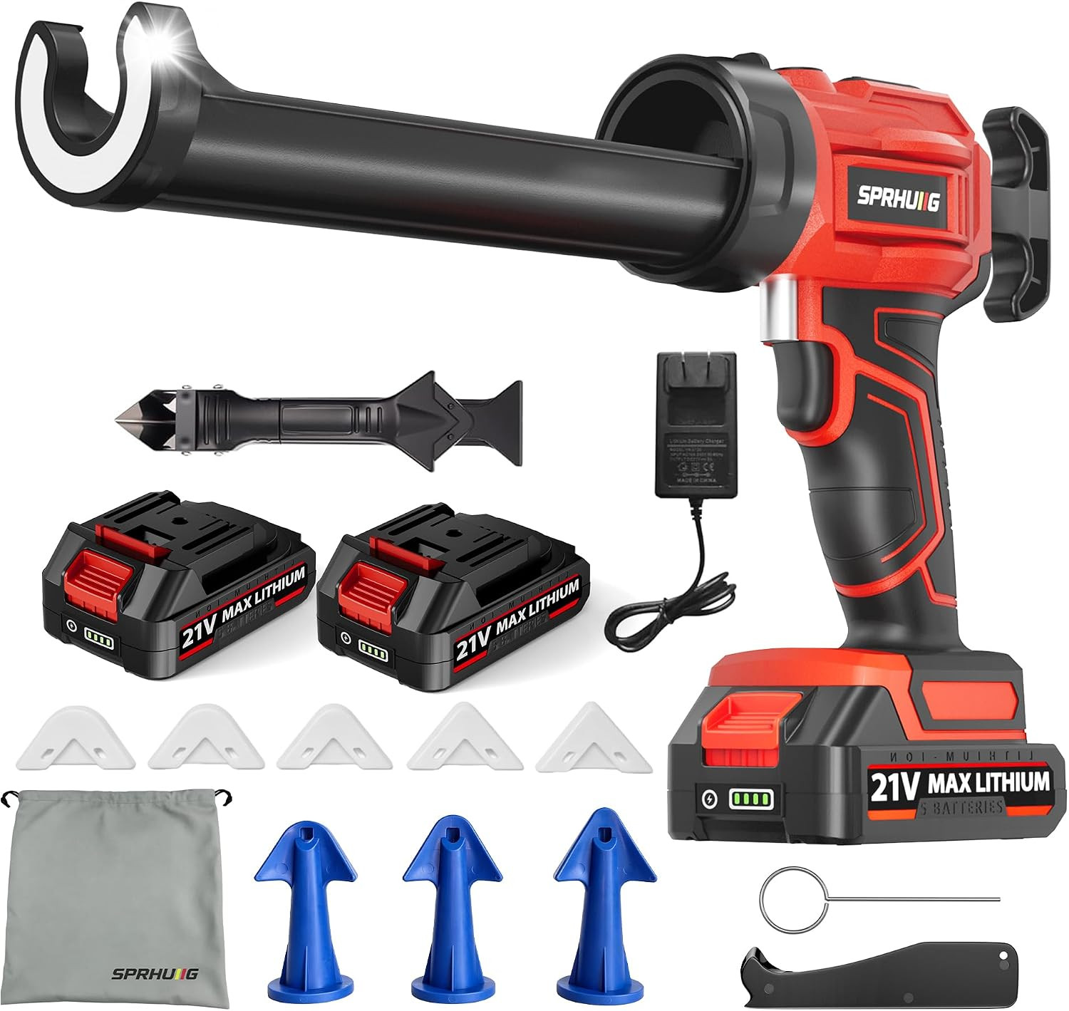 Cordless Electric Caulking Gun Automatic Battery Powered Caulk Gun with 21V 2 *