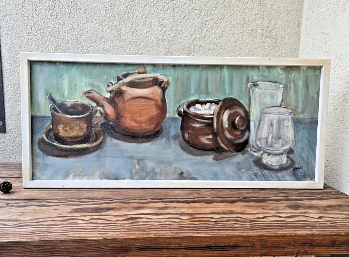 Vintage Swedish Still Life Painting, 1971