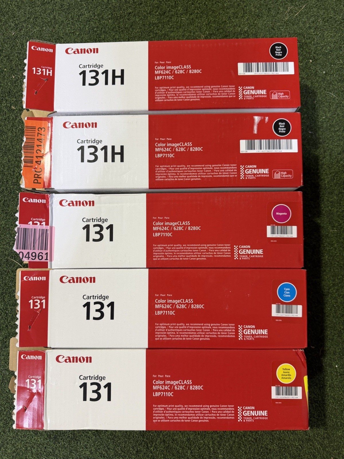 Canon 131H 131 Toner Set Black Cyan Magenta Yellow Genuine OEM OPEN BOX Canon 131H 131 Toner Set Black Cyan Magenta Yellow Genuine OEM OPEN BOX