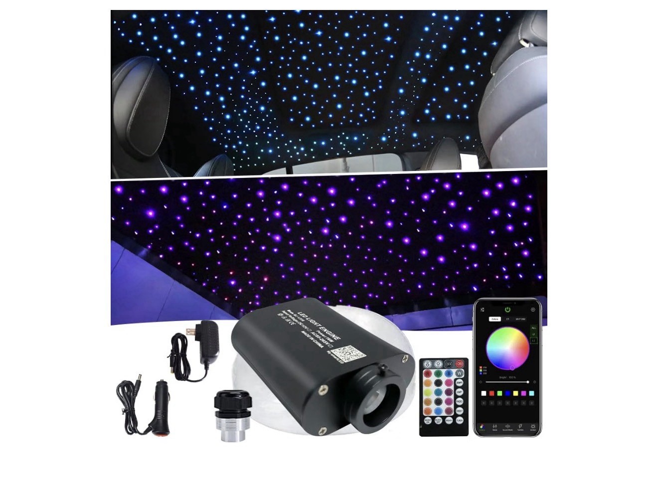 Firework 16W RGBW Fiber Optic Starlight Headliner Kit 460pc 9.8ft