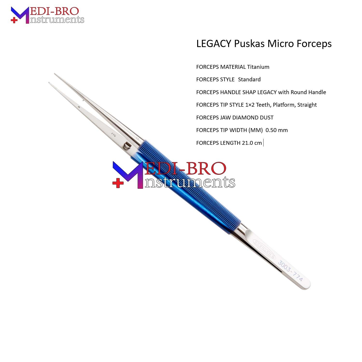 Scanlan Legacy Puskas Titanium Micro Forceps 21cm 1x2 Teeth