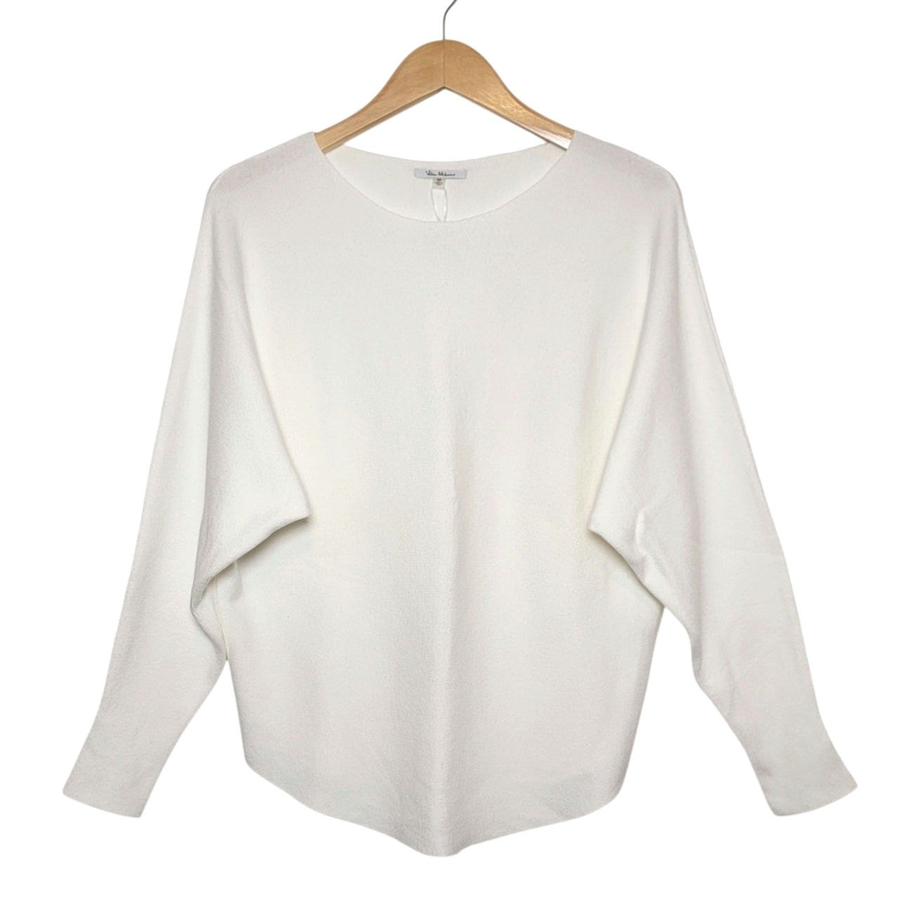 Vila Milano NWT Dolman Sleeve Knit Pullover Sweater Scoop Neck White M Classic
