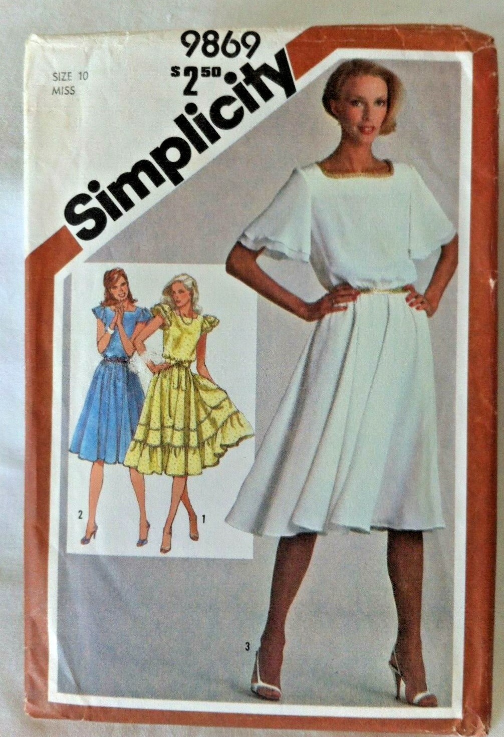 Vtg 1980 SIMPLICITY PATTERN 9869 - ONE-PIECE DRESS with Multiple Options - Sz 10