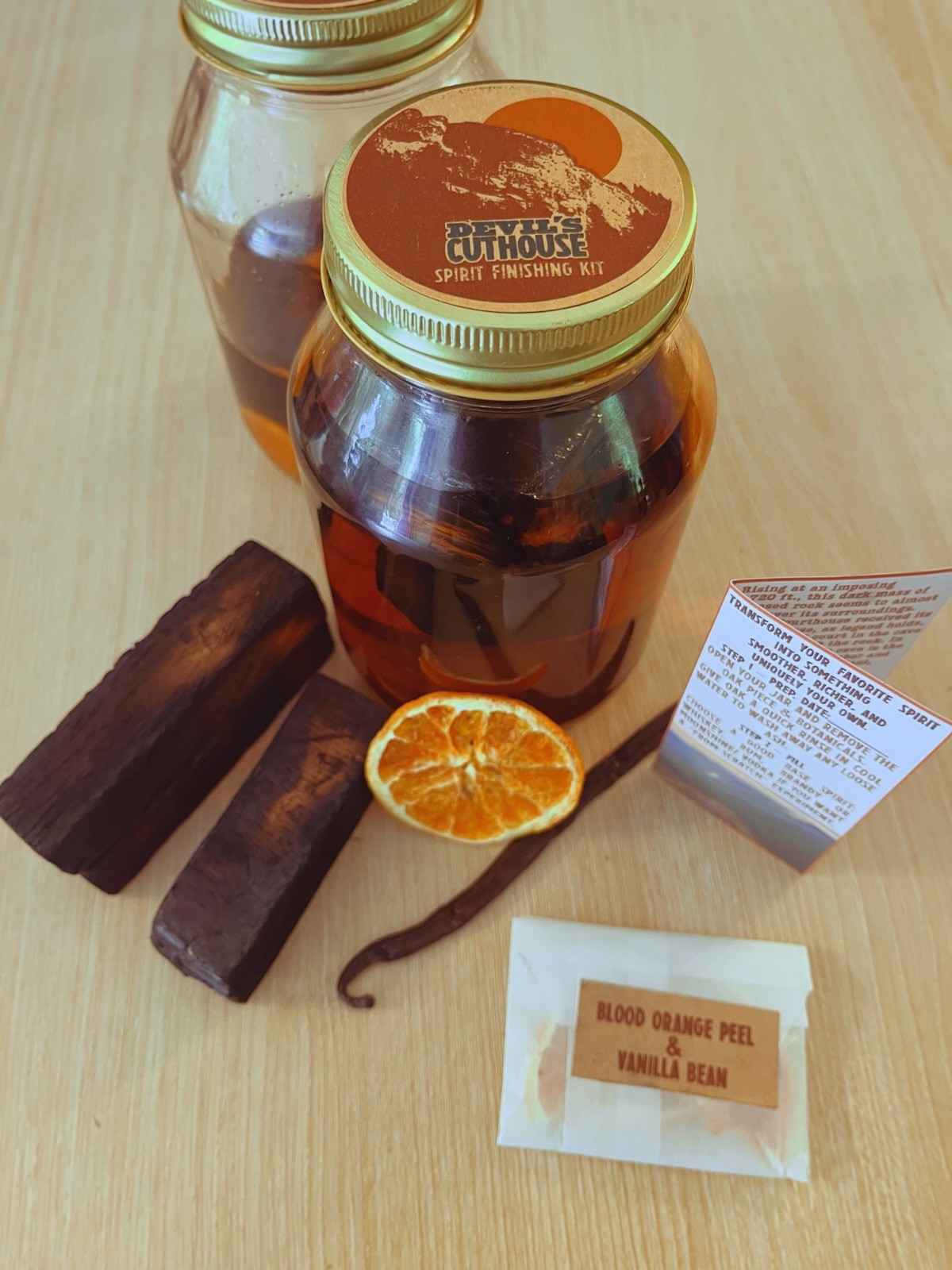 Whiskey Aging Kit DIY Bourbon Infusion - Charred White Oak, Blood Orange & Vanil