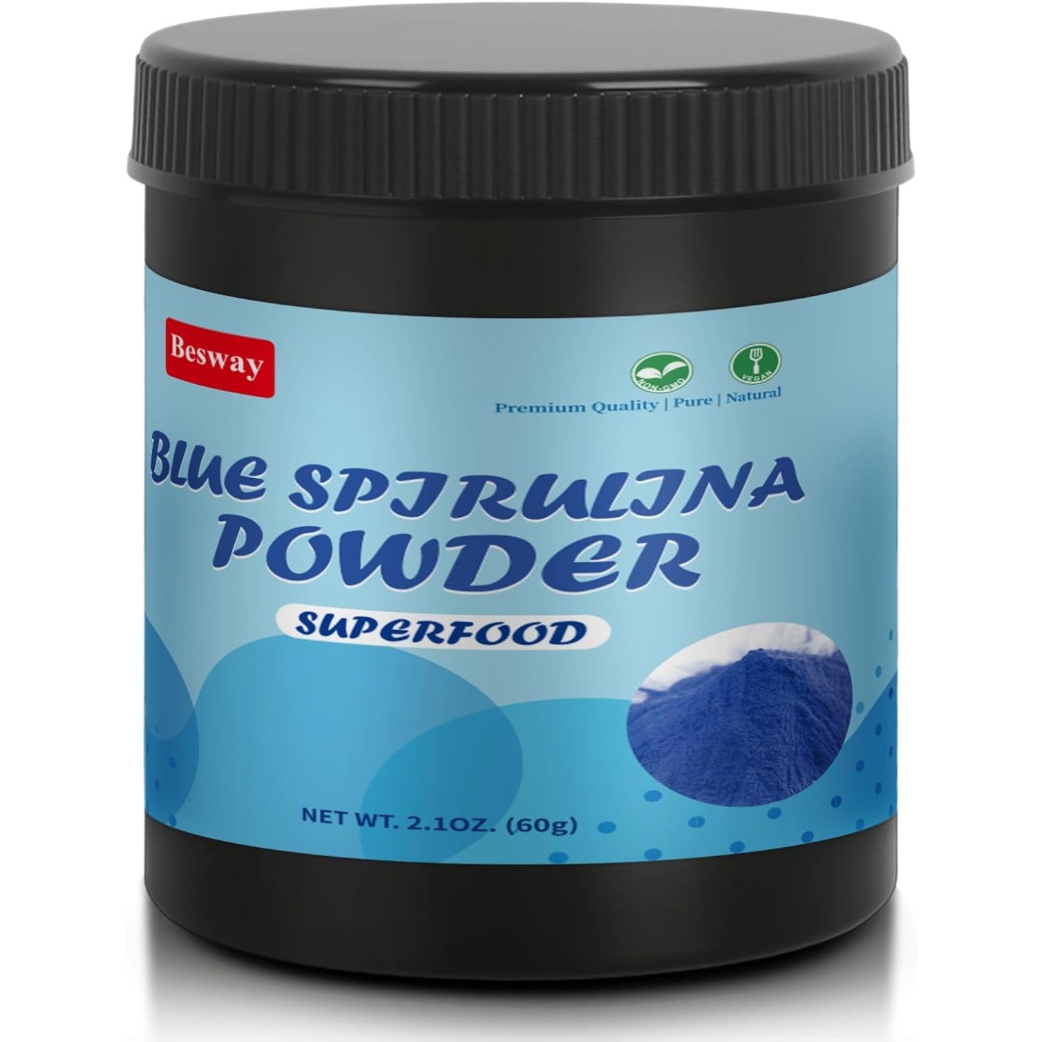 Chinese Blue Spirulina Powder 60 g Natural Blue Food Color, Water Soluble