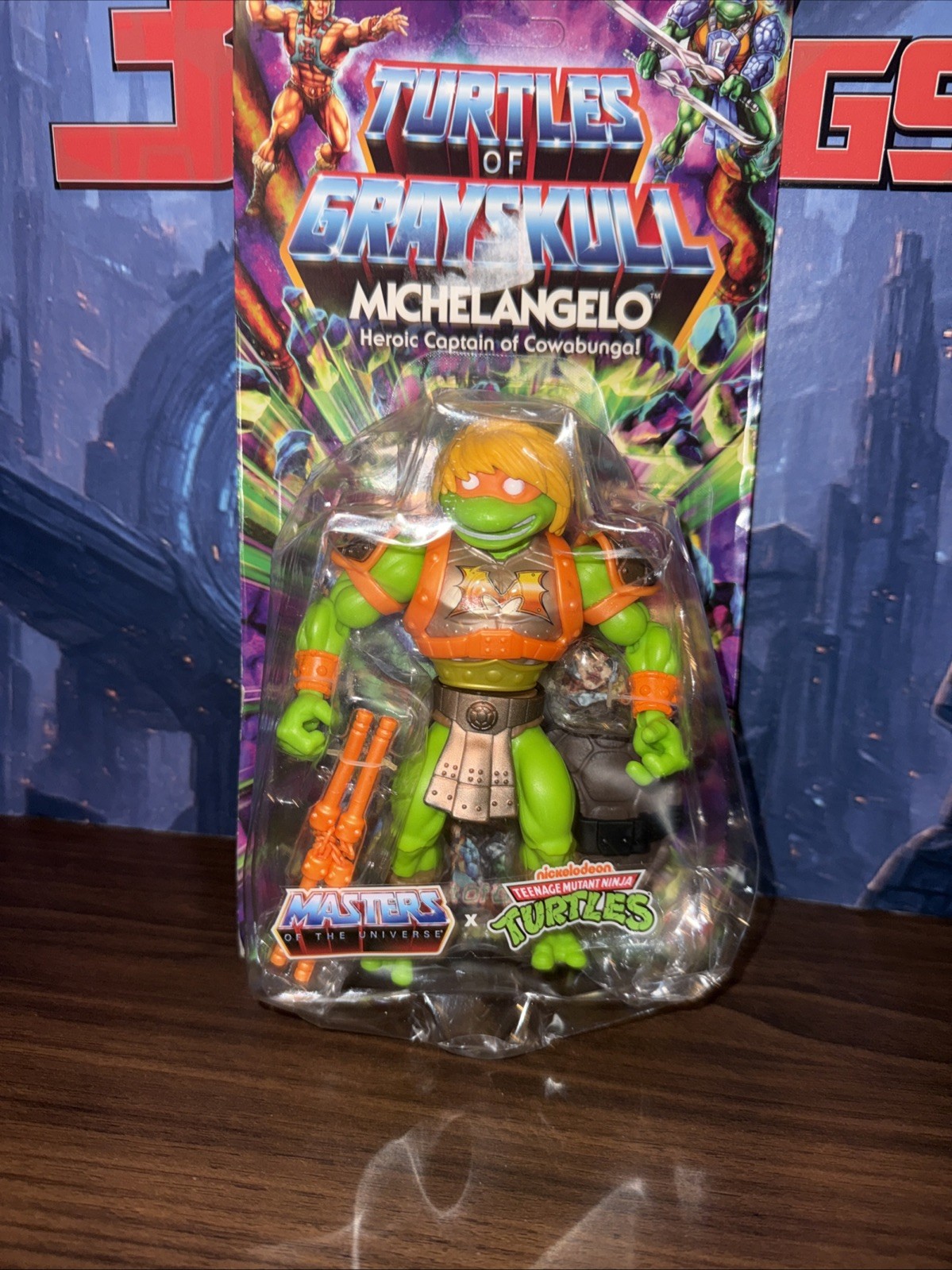 MICHELANGELO - Turtles of Grayskull MOTU Damaged Card New MICHELANGELO - Turtles of Grayskull MOTU Damaged Card New