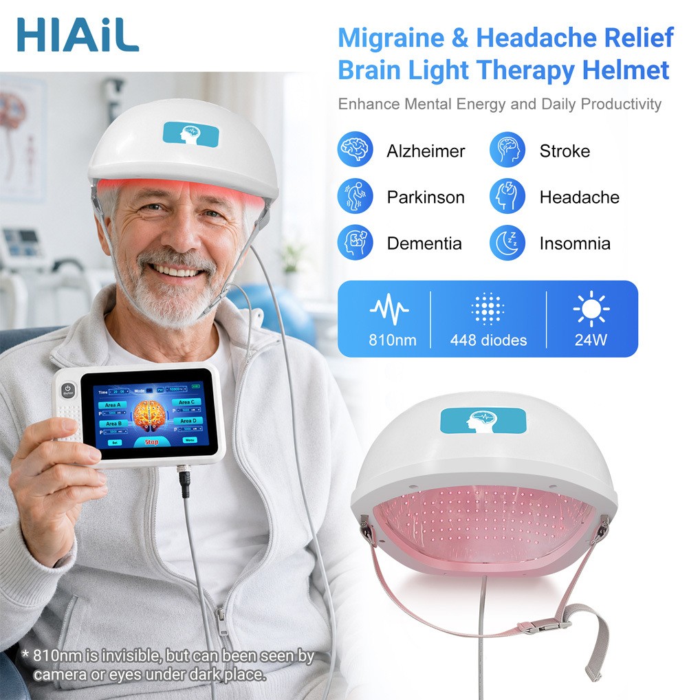 810nm Photobiomodulation Brain Therapy Helmet 448 Diodes NIR Light for Stroke